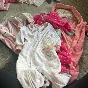 Lot of four girl footed onesie